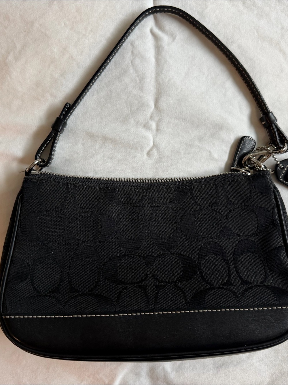 Vintage Y2K Coach Black Signature Jacquard Shoulder Demi Pouch